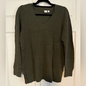 Gap, olive color lightweight v-neck sweater.